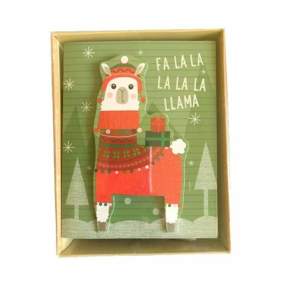 Christmas Cards Llama Boxed 18 Cards and Envelopes 3 D Cut Out